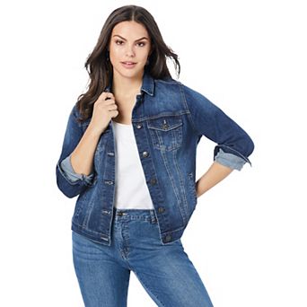 Roaman's Women's Plus Size Plus Size Classic Stretch Denim Jacket