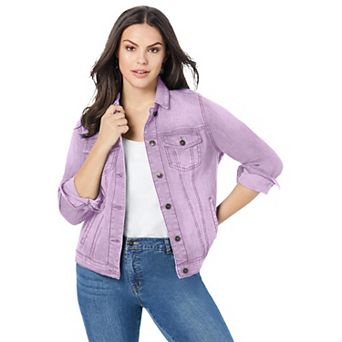Roaman's Women's Plus Size Classic Stretch Denim Jacket