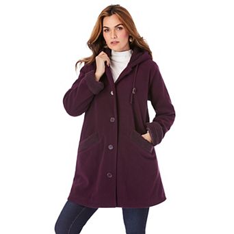 Roaman's Women's Plus Size Plus Size Hooded Sherpa Fleece Coat