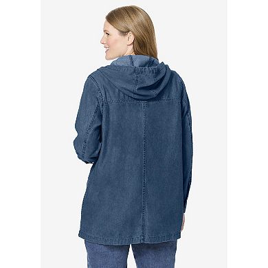 Woman Within Plus Size Lightweight Utility Hoodie Jacket