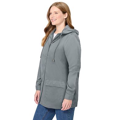 Woman Within Plus Size Lightweight Utility Hoodie Jacket