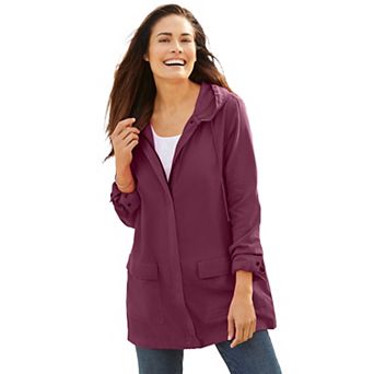 Woman Within Plus Size Lightweight Utility Hoodie Jacket