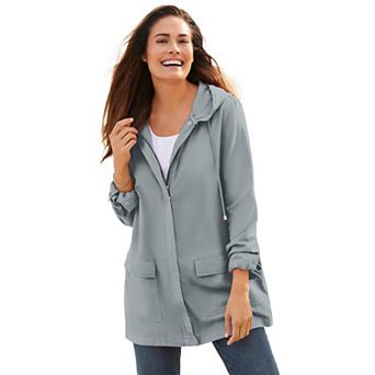 Woman Within Plus Size Lightweight Utility Hoodie Jacket
