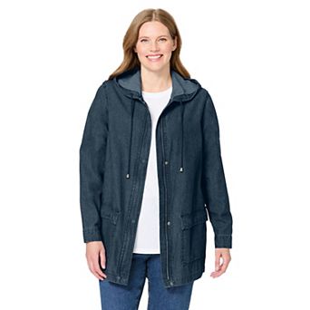 Woman Within Plus Size Lightweight Utility Hoodie Jacket