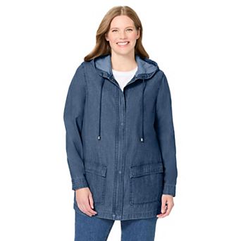 Woman Within Plus Size Lightweight Utility Hoodie Jacket