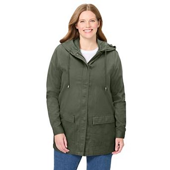 Woman Within Plus Size Lightweight Utility Hoodie Jacket