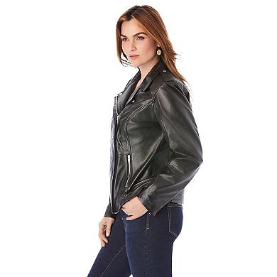 Roaman's Women's Plus Size Moto Leather Jacket