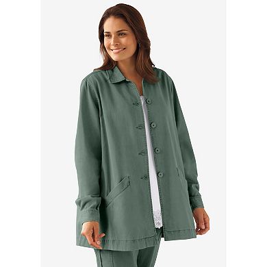 Woman Within Plus Size Pleat-Back Denim Jacket