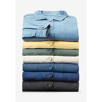 Woman Within Plus Size Denim Baseball Jacket