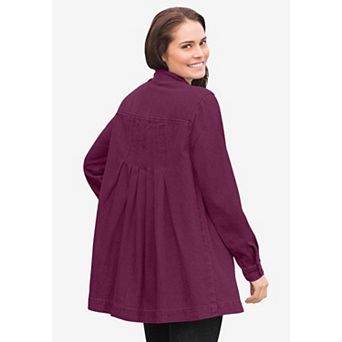 Woman Within Plus Size Pleat-Back Denim Jacket