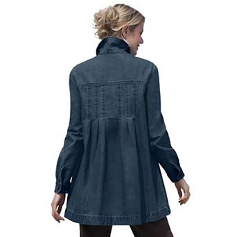 Woman Within Plus Size Pleat-Back Denim Jacket