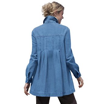 Woman Within Plus Size Pleat-Back Denim Jacket