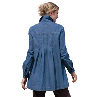 Woman Within Plus Size Pleat-Back Denim Jacket
