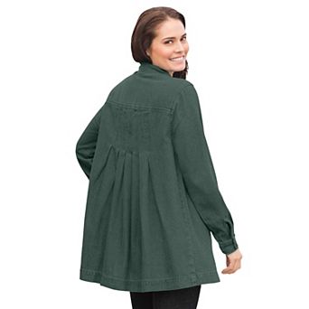 Woman Within Plus Size Pleat-Back Denim Jacket