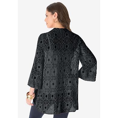 Roaman's Women's Plus Size Lace Swing Jacket