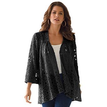 Roaman's Women's Plus Size Lace Swing Jacket