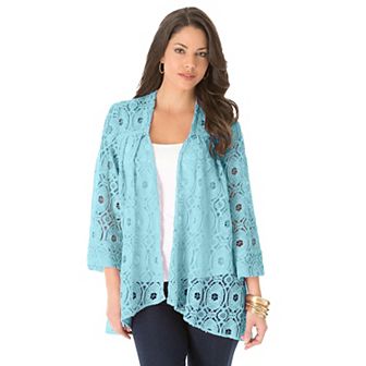 Roaman's Women's Plus Size Lace Swing Jacket