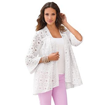 Roaman's Women's Plus Size Lace Swing Jacket