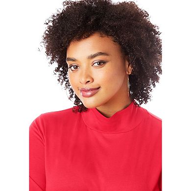 Roaman's Women's Plus Size Long Sleeve Mockneck Ultimate Tee