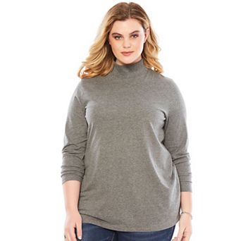 Roaman's Women's Plus Size Long Sleeve Mockneck Ultimate Tee