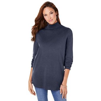 Roaman's Women's Plus Size Long Sleeve Mockneck Ultimate Tee