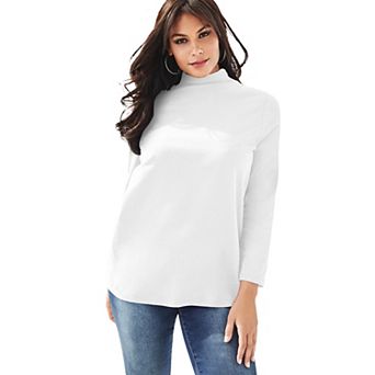 Roaman's Women's Plus Size Long Sleeve Mockneck Ultimate Tee