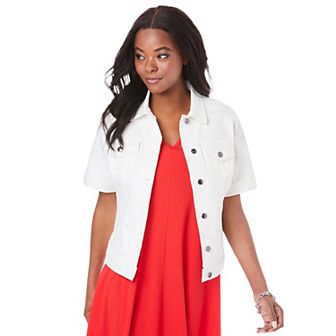 Roaman's Women's Plus Size Plus Size Short-Sleeve Stretch Denim Jacket