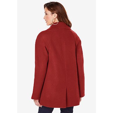 Roaman's Women's Plus Size Plus Size Wool Blend A-Line Peacoat