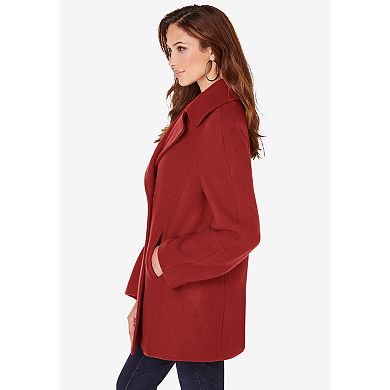Roaman's Women's Plus Size Wool Blend A-Line Peacoat