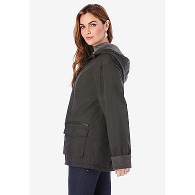 Roaman's Women's Plus Size Hooded Nylon Jacket