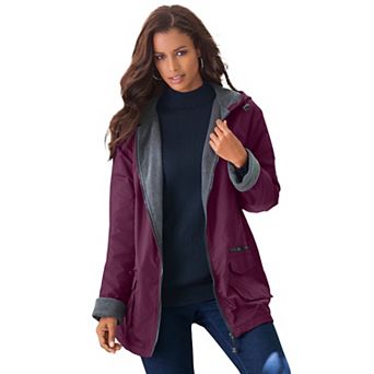 Roaman's Women's Plus Size Plus Size Hooded Nylon Jacket