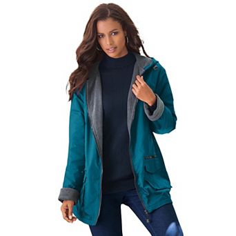 Roaman's Women's Plus Size Hooded Nylon Jacket
