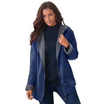 Roaman's Women's Plus Size Plus Size Hooded Nylon Jacket