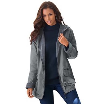 Roaman's Women's Plus Size Plus Size Hooded Nylon Jacket