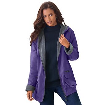 Roaman's Women's Plus Size Hooded Nylon Jacket
