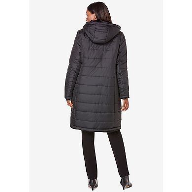 Roaman's Women's Plus Size Plus Size 2-In-1 Puffer And Faux Fur Coat