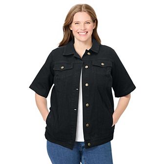 Woman Within Plus Size Short-Sleeve Denim Jacket