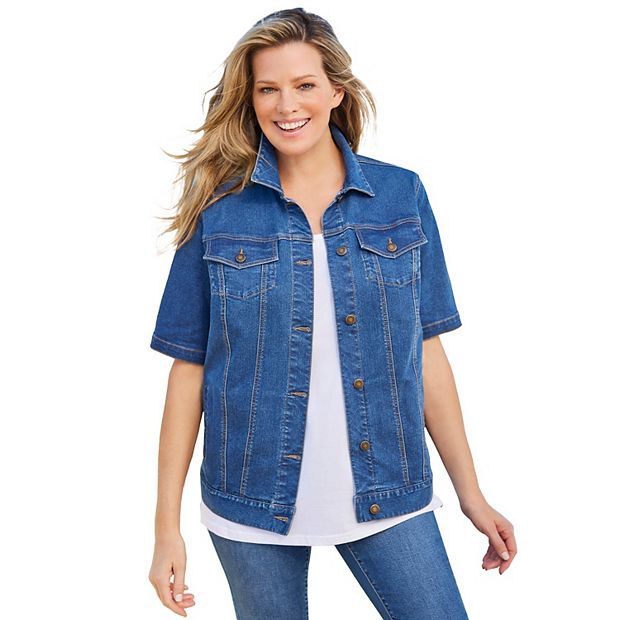 Woman Within Women s Plus Size Short sleeve Denim Jacket