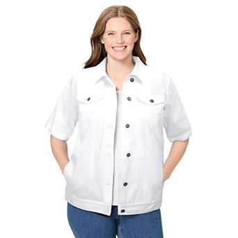 Woman Within Plus Size Short-Sleeve Denim Jacket