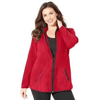 Catherines Women's Plus Size Micro Fleece Zip Jacket