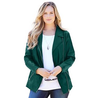 Catherines Women's Plus Size Faux Leather Moto Jacket
