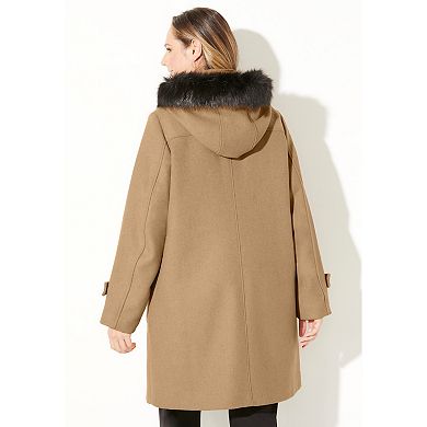 Catherines Women's Plus Size Petite Wool Blend Toggle Peacoat