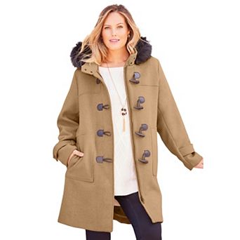 Catherines Women's Plus Size Petite Wool Blend Toggle Peacoat