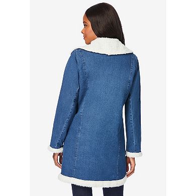Roaman's Women's Plus Size Sherpa-lined Denim Jacket
