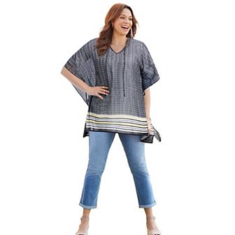 Catherines Women's Plus Size Georgette Peasant Poncho