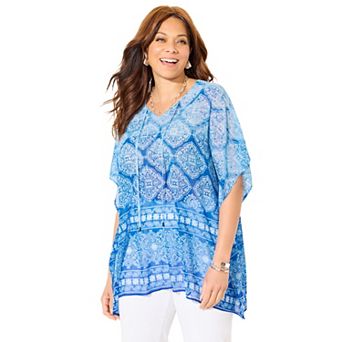 Catherines Women's Plus Size Georgette Peasant Poncho