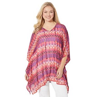Catherines Women's Plus Size Georgette Peasant Poncho