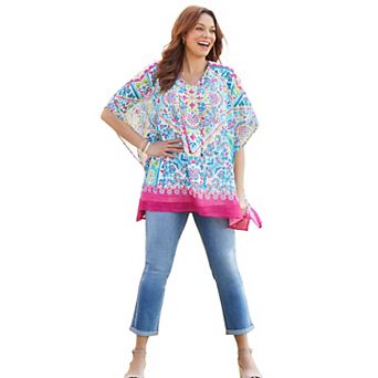 Catherines Women's Plus Size Georgette Peasant Poncho