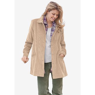 Woman Within Plus Size Pleat-Back Corduroy Jacket