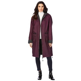 Roaman's Women's Plus Size Plus Size Knee Length Hooded Nylon Jacket